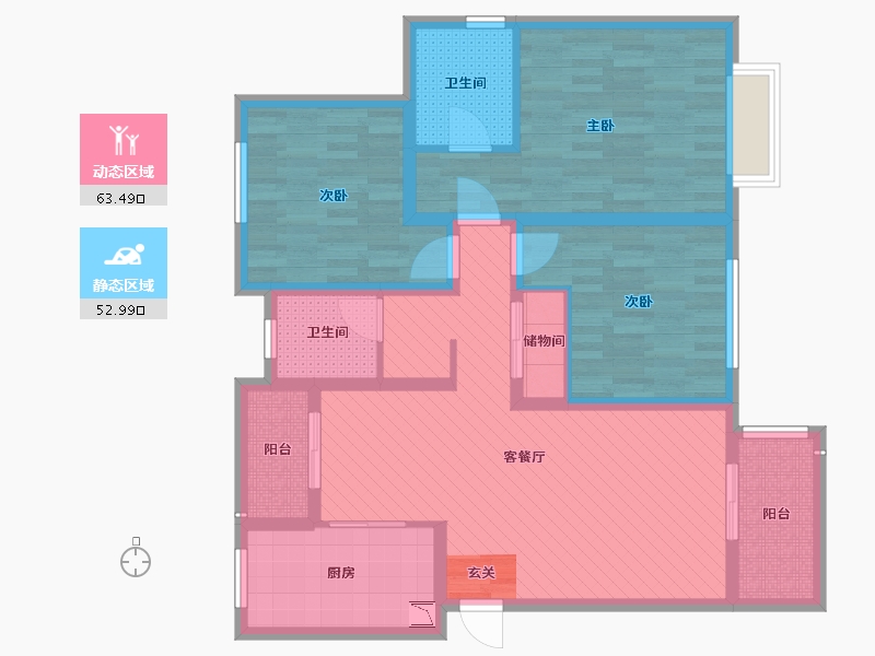 上海-上海市-胜悦佳苑-101.18-户型库-动静分区