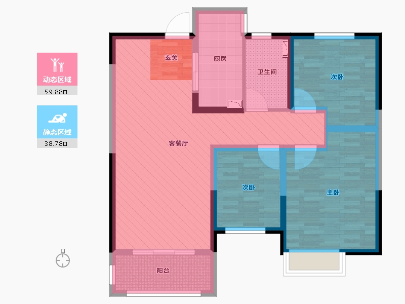 安徽省-滁州市-凯迪塞纳河畔-86.40-户型库-动静分区