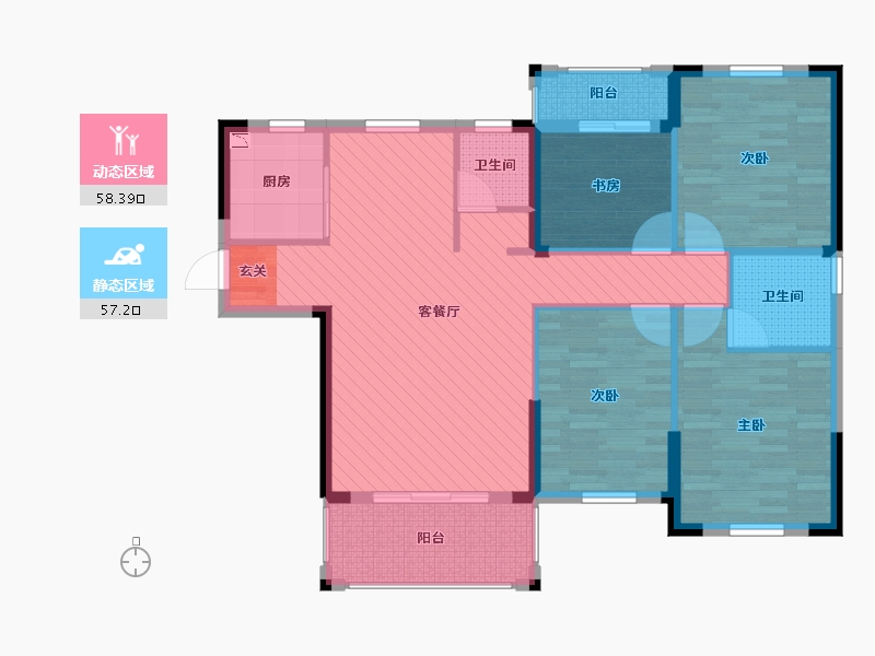 湖北省-宜昌市-宜都康居阳光城-103.08-户型库-动静分区