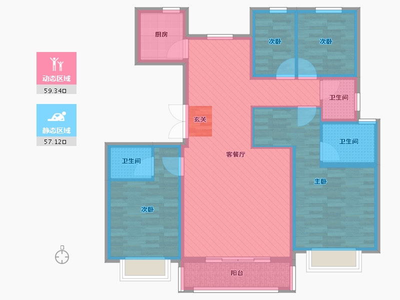 河北省-石家庄市-天山熙湖三期-101.78-户型库-动静分区