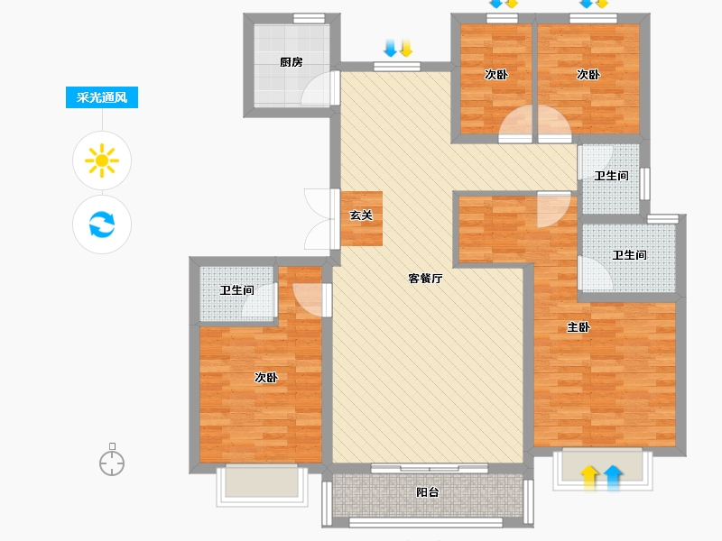 河北省-石家庄市-天山熙湖三期-101.78-户型库-采光通风