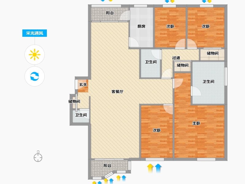 北京-北京市-东润枫景1号楼-150.65-户型库-采光通风