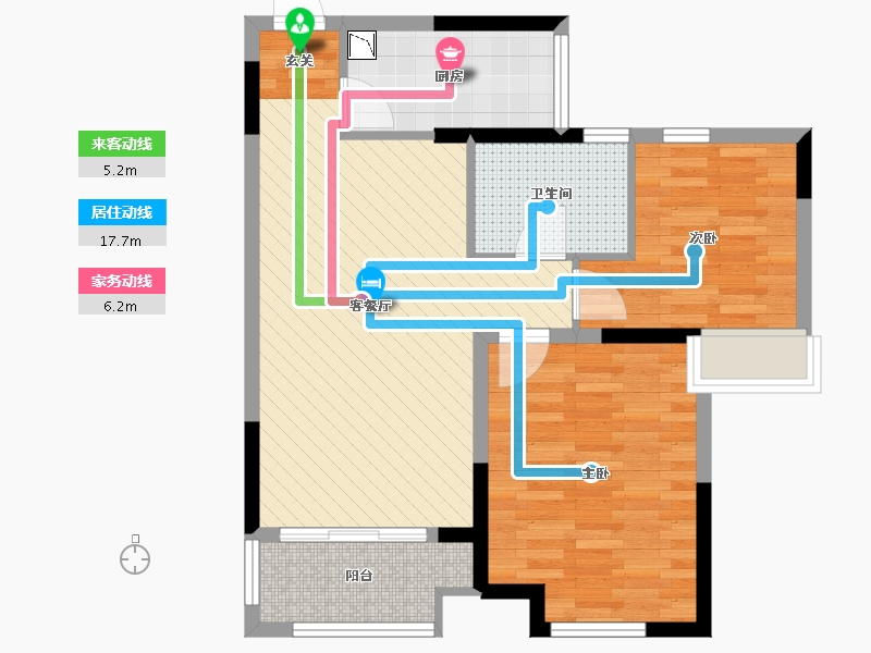 江苏省-南通市-锦绣福邸二期-69.67-户型库-动静线