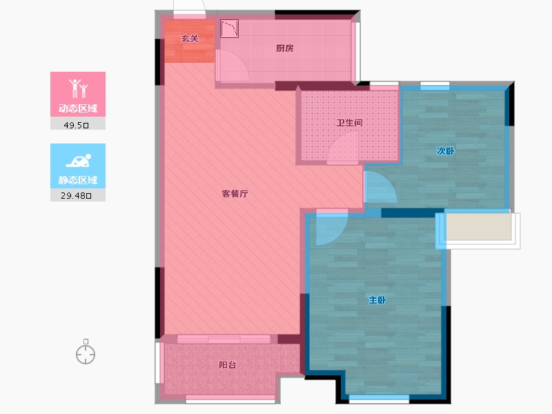 江苏省-南通市-锦绣福邸二期-69.67-户型库-动静分区