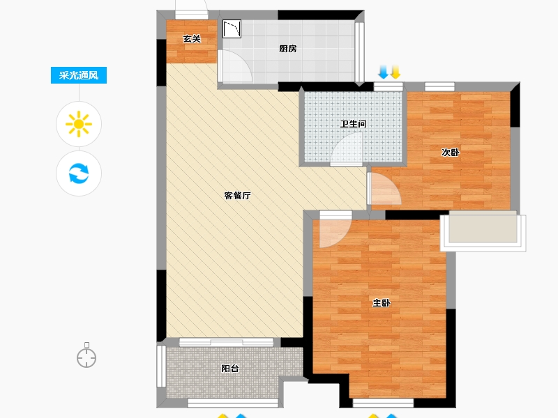 江苏省-南通市-锦绣福邸二期-69.67-户型库-采光通风