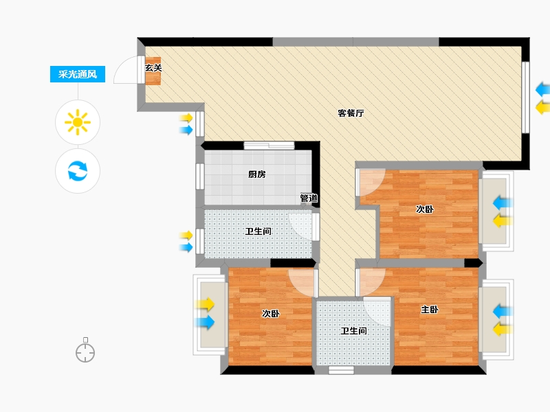 吉林省-长春市-中海龙玺-82.52-户型库-采光通风