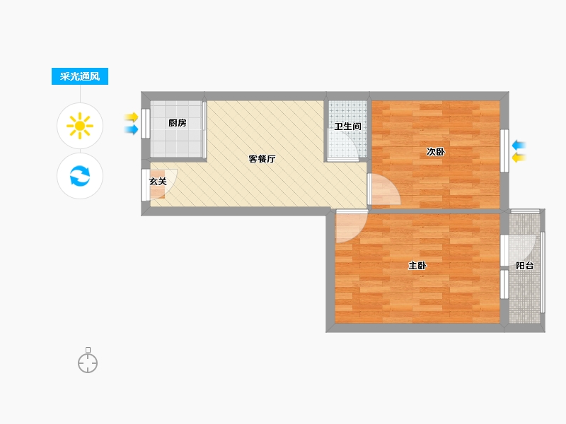 北京-北京市-小红庙南里-42.62-户型库-采光通风