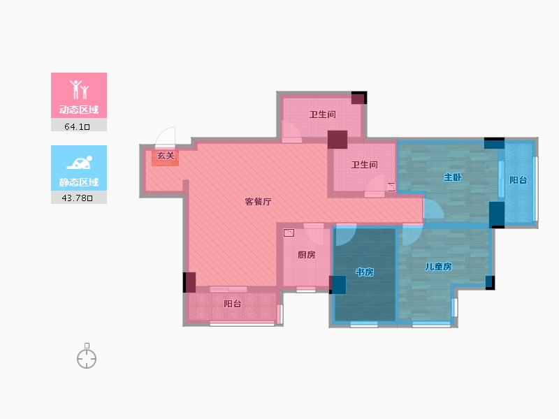 陕西省-西安市-西关新苑-93.57-户型库-动静分区