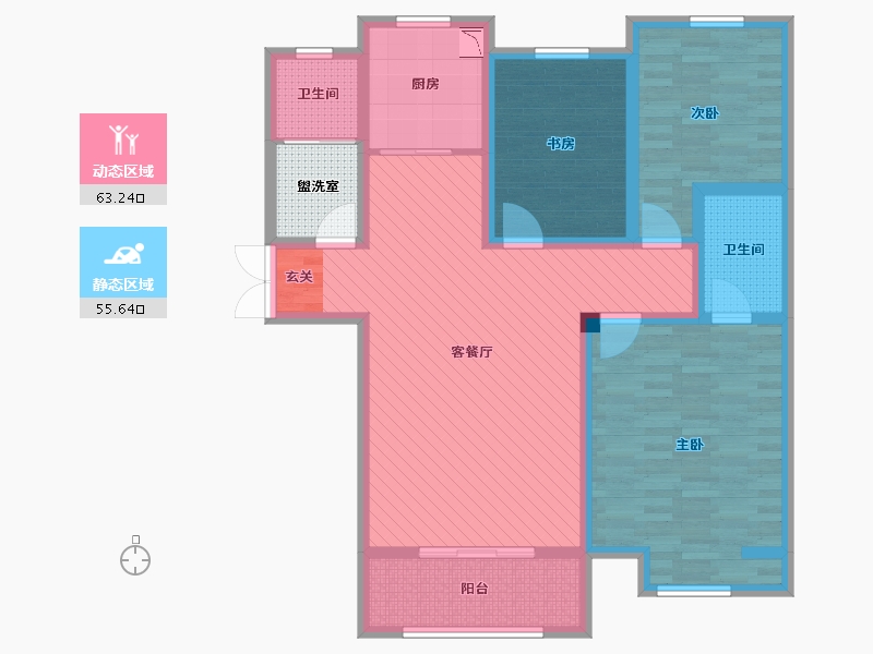 江苏省-徐州市-沛县金域香城-107.79-户型库-动静分区