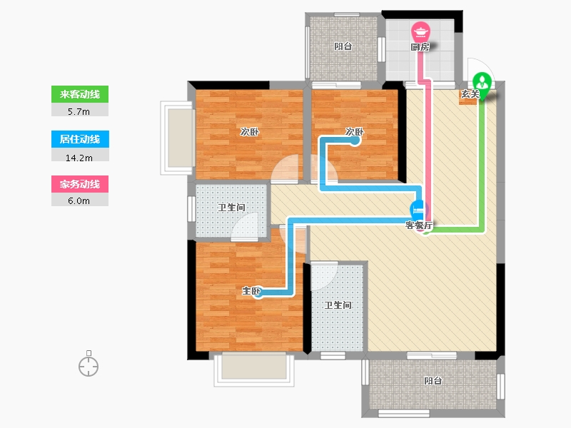 湖南省-郴州市-悦秀名城-86.98-户型库-动静线