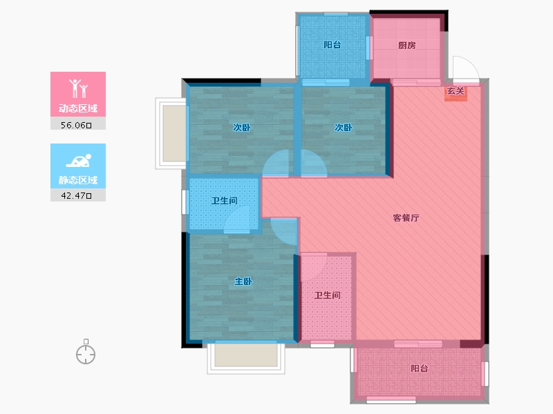 湖南省-郴州市-悦秀名城-86.98-户型库-动静分区