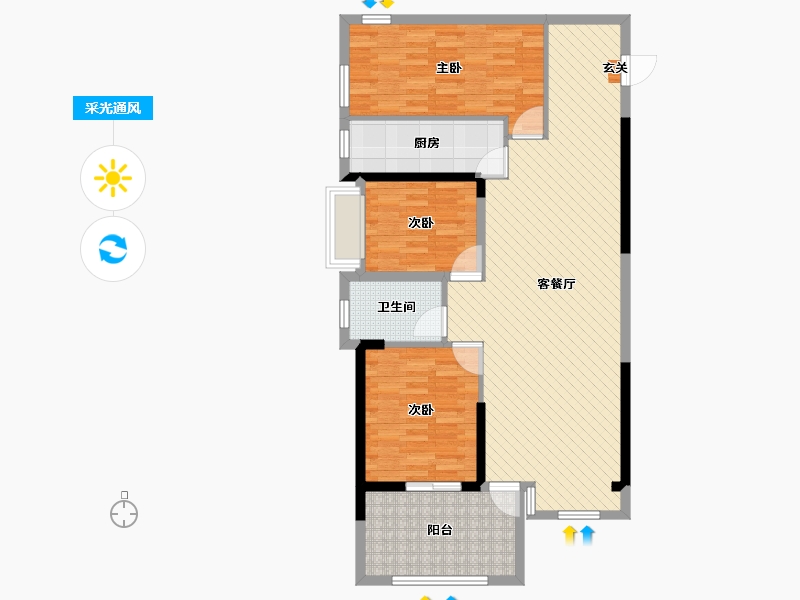 广东省-深圳市-满京华喜悦里-102.40-户型库-采光通风