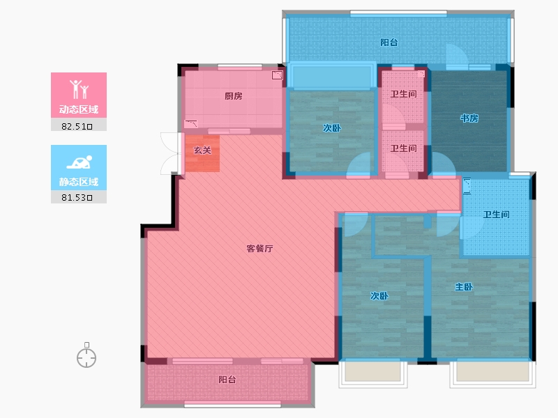 吉林省-长春市-华润净月臺-144.29-户型库-动静分区