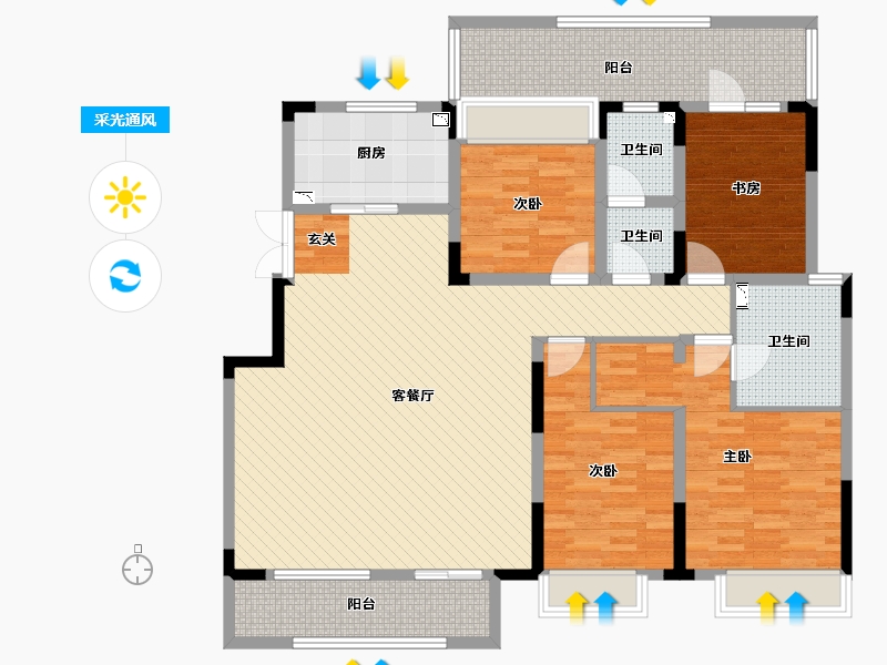 吉林省-长春市-华润净月臺-144.29-户型库-采光通风