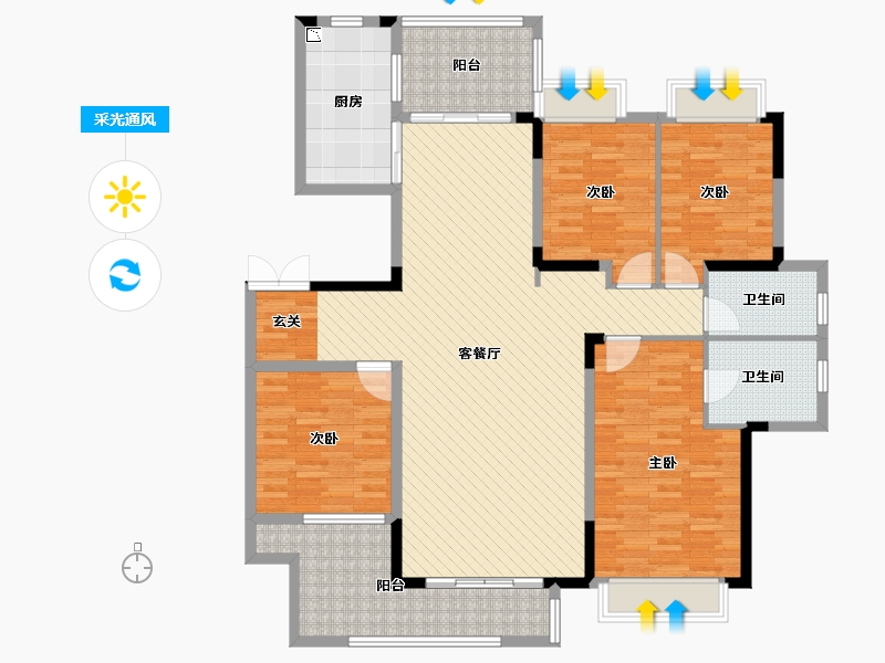 贵州省-遵义市-桃源小区-147.21-户型库-采光通风