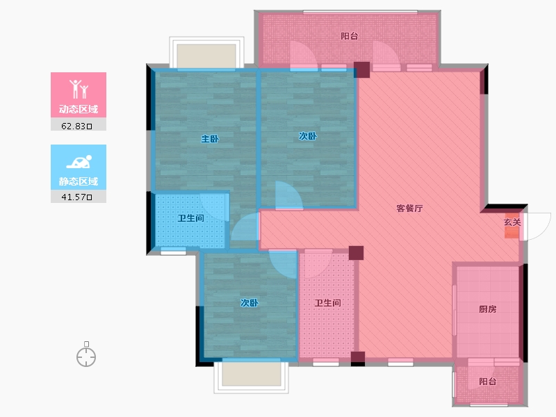 湖北省-荆门市-沙洋清风园-93.84-户型库-动静分区