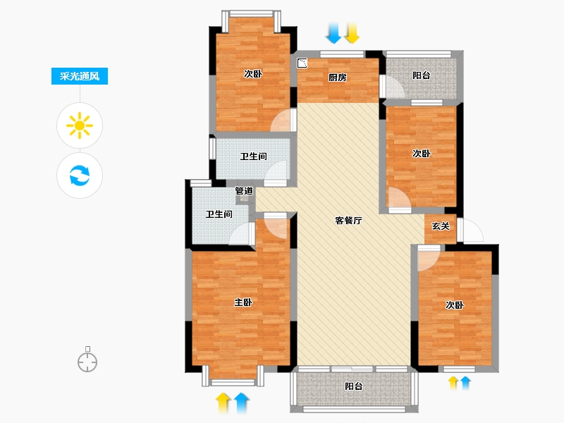 云南省-昆明市-枫林盛景-114.53-户型库-采光通风