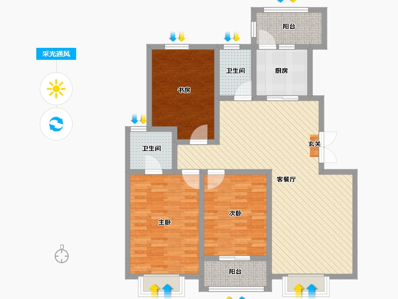 陕西省-宝鸡市-上河郡-101.70-户型库-采光通风