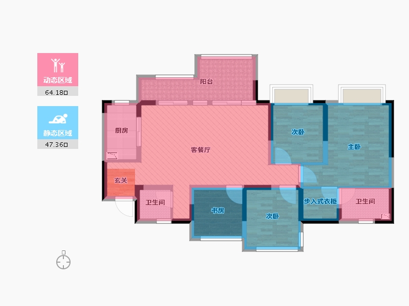 四川省-成都市-青秀未遮山-96.65-户型库-动静分区