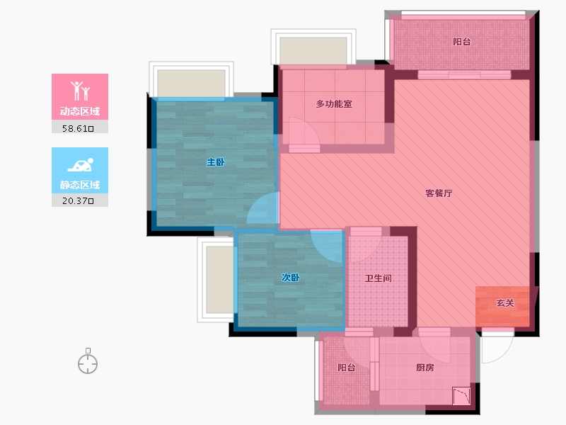 重庆-重庆市-棠香水岸-68.26-户型库-动静分区