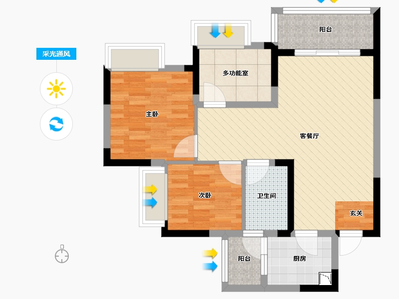 重庆-重庆市-棠香水岸-68.26-户型库-采光通风