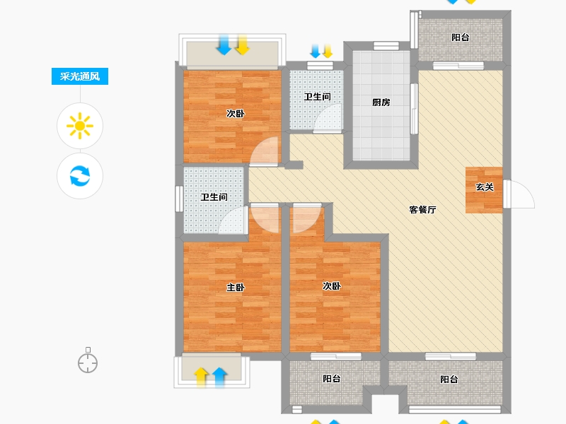 安徽省-阜阳市-中泉首府-88.15-户型库-采光通风