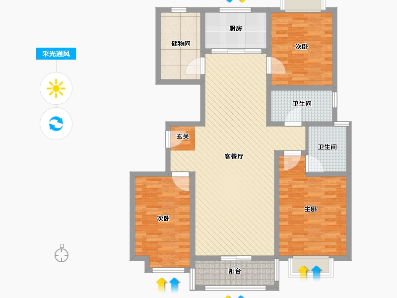 山西省-运城市-华源豪庭-105.72-户型库-采光通风