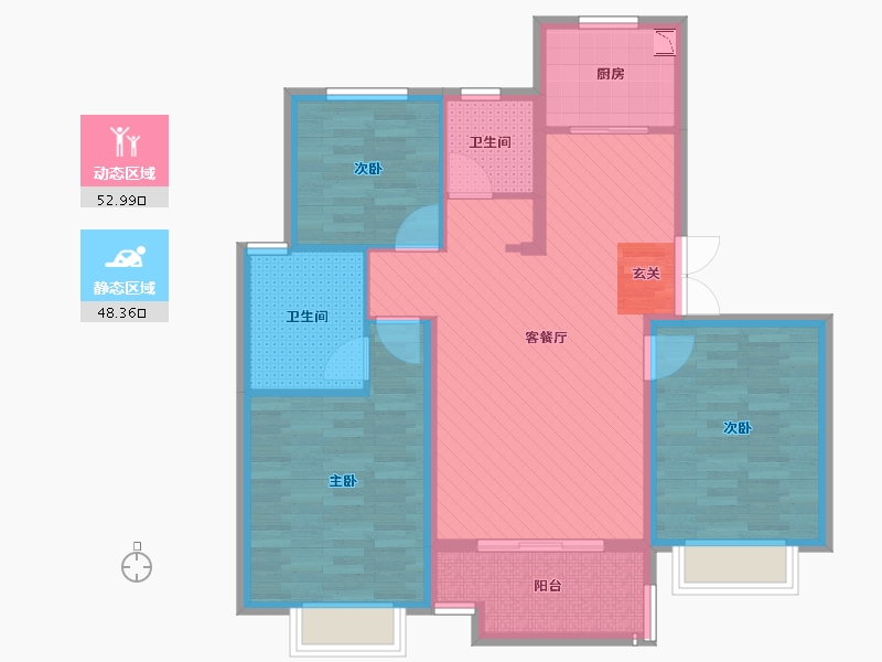 河北省-邯郸市-阳光东尚-89.56-户型库-动静分区