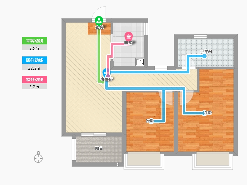 江苏省-徐州市-华美阳光美邻-69.00-户型库-动静线