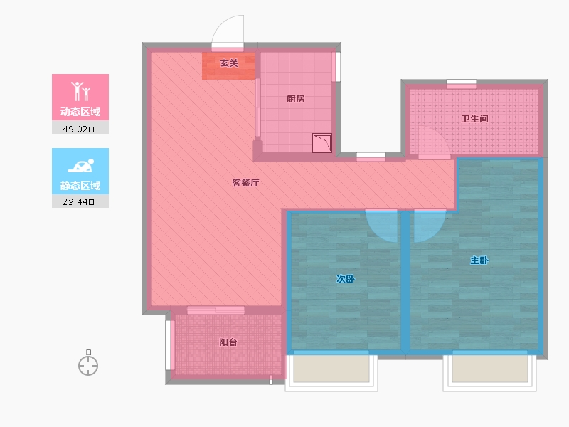 江苏省-徐州市-华美阳光美邻-69.00-户型库-动静分区