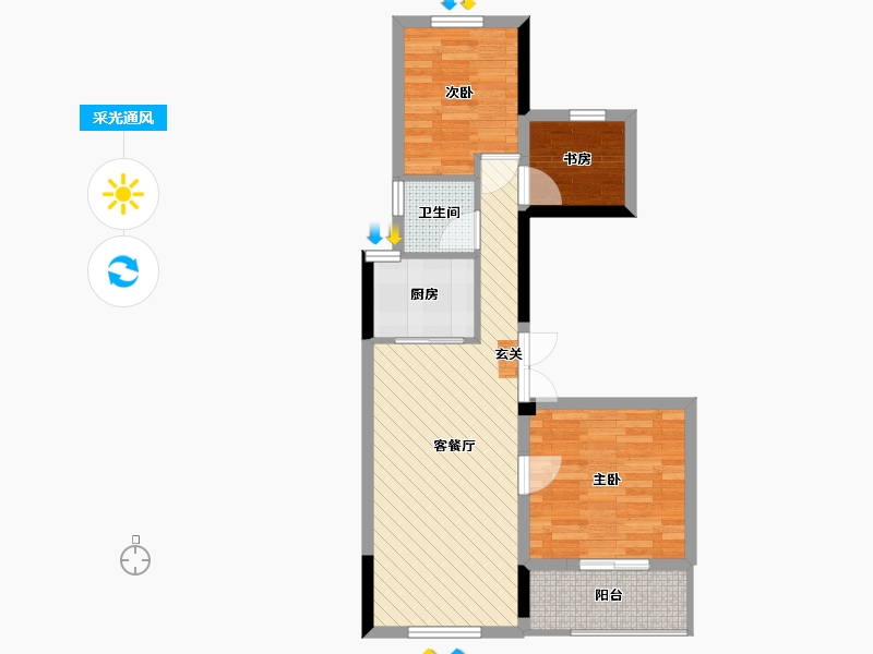 浙江省-金华市-绿城兰溪兰园-58.77-户型库-采光通风