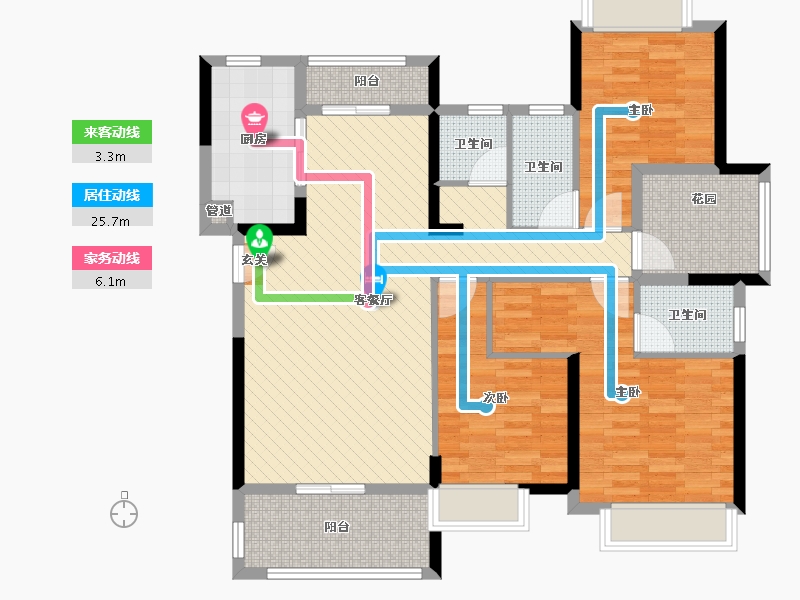 广东省-佛山市-鸿安御花园-105.73-户型库-动静线