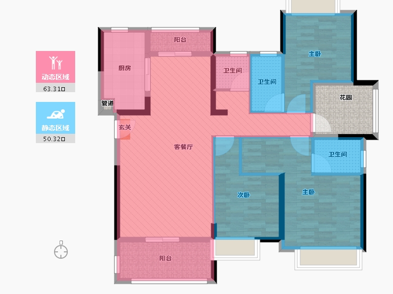 广东省-佛山市-鸿安御花园-105.73-户型库-动静分区