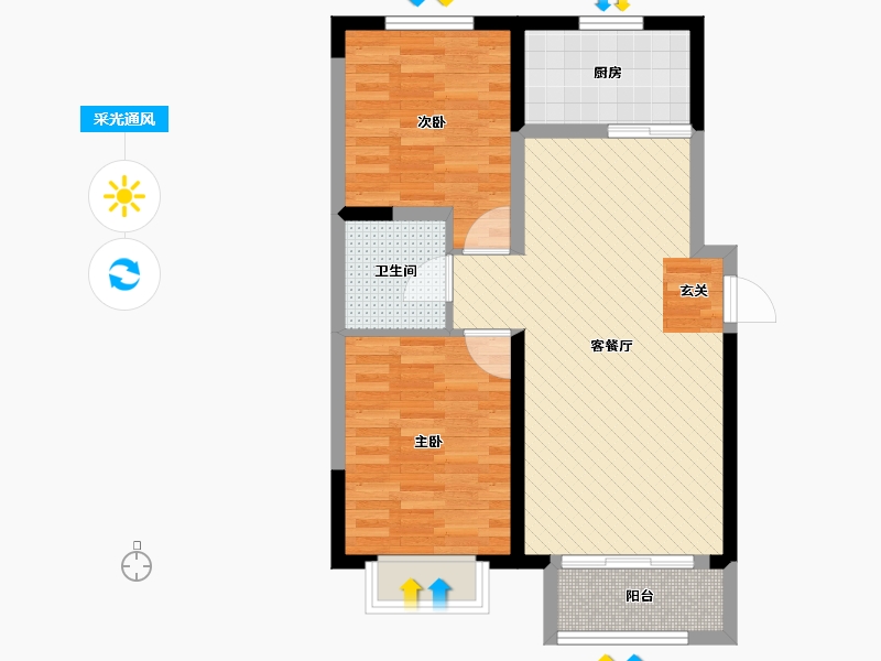 河北省-邢台市-紫金东郡-64.36-户型库-采光通风