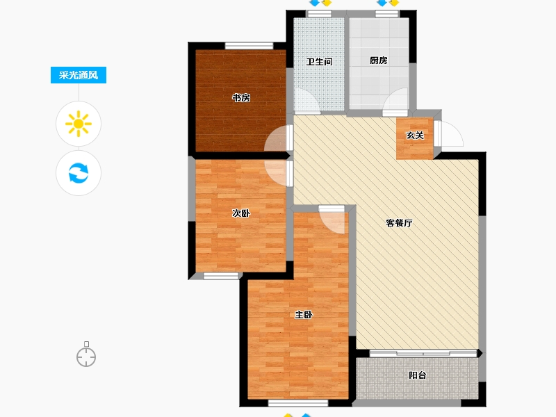 山东省-潍坊市-弘润金茂府-95.20-户型库-采光通风