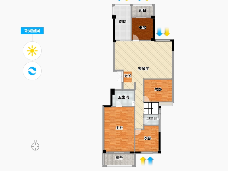 浙江省-温州市-安堡锦园-142.61-户型库-采光通风