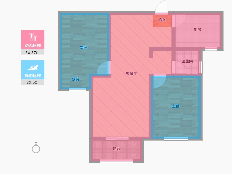 陕西省-宝鸡市-轩苑盛世二期-69.82-户型库-动静分区