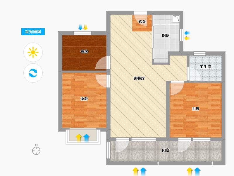 山东省-菏泽市-菏泽中南花城-77.05-户型库-采光通风