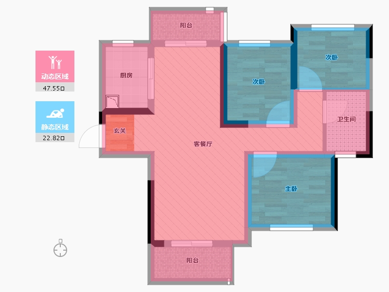 湖南省-长沙市-长沙市卓越蔚蓝城邦-59.48-户型库-动静分区