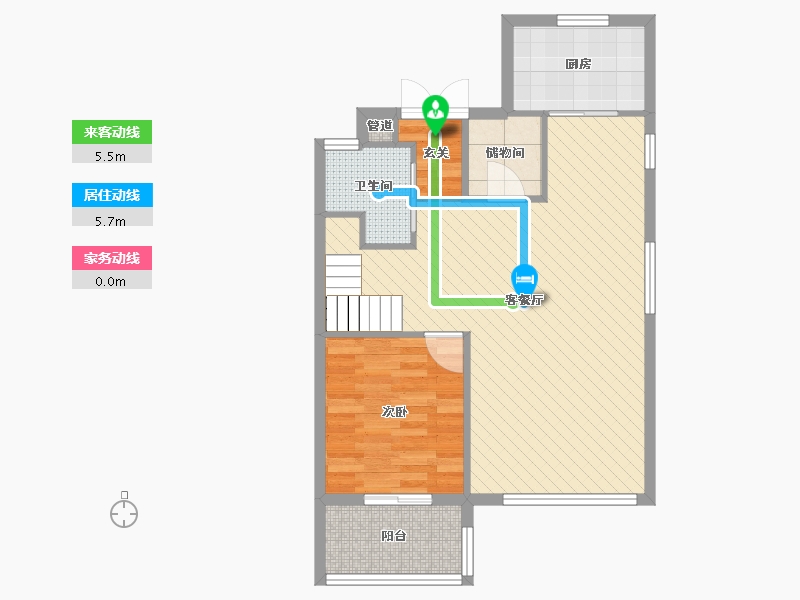 浙江省-宁波市-东方公馆-67.99-户型库-动静线