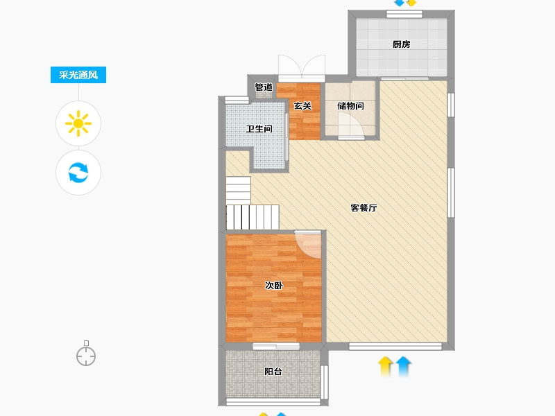 浙江省-宁波市-东方公馆-67.99-户型库-采光通风