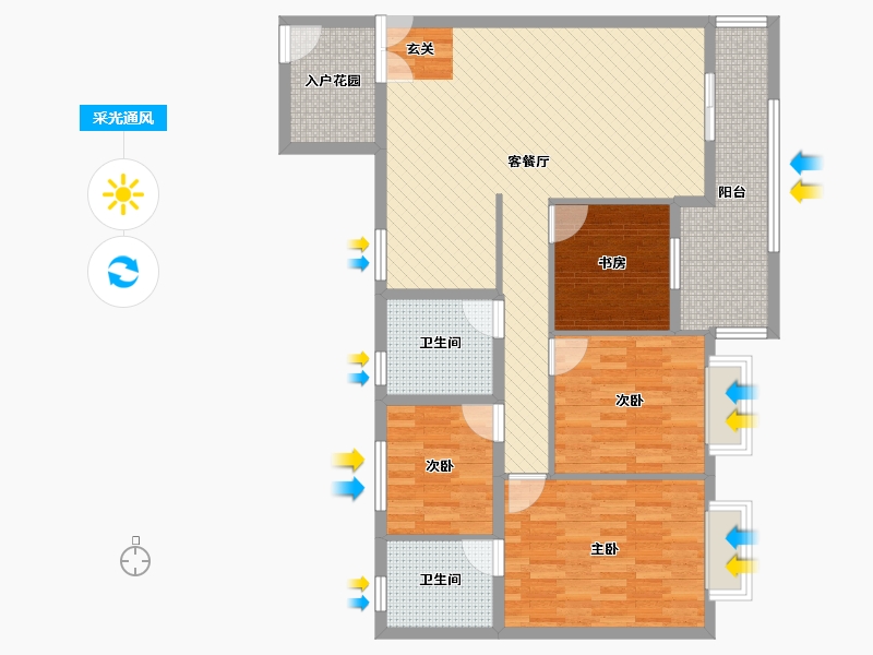 贵州省-六盘水市-兰溪尚品A户型-108.76-户型库-采光通风