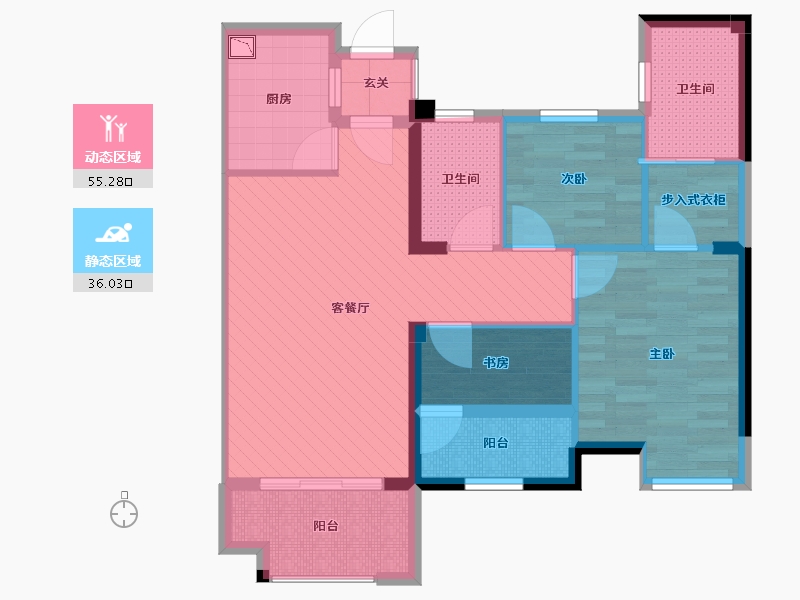 福建省-福州市-马尾正荣财富中心-80.00-户型库-动静分区