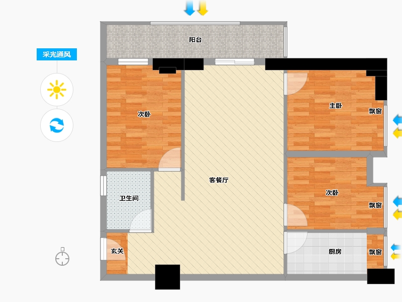 广西壮族自治区-防城港市-北部湾商业中心-92.78-户型库-采光通风