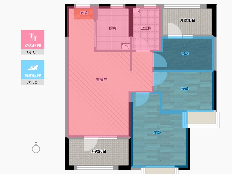 山东省-青岛市-卓越蔚蓝群岛-72.65-户型库-动静分区