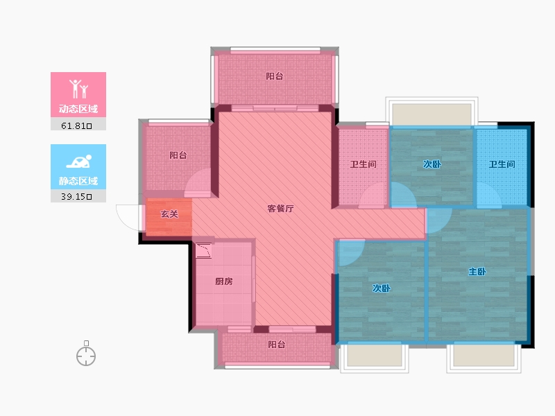 广东省-惠州市-福晟钱隆樽品花园-88.34-户型库-动静分区