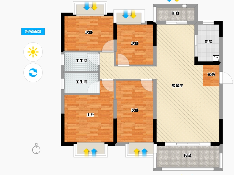 安徽省-安庆市-安庆碧桂园-102.38-户型库-采光通风