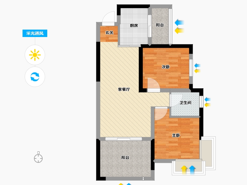 四川省-乐山市-邦泰国际社区-58.92-户型库-采光通风