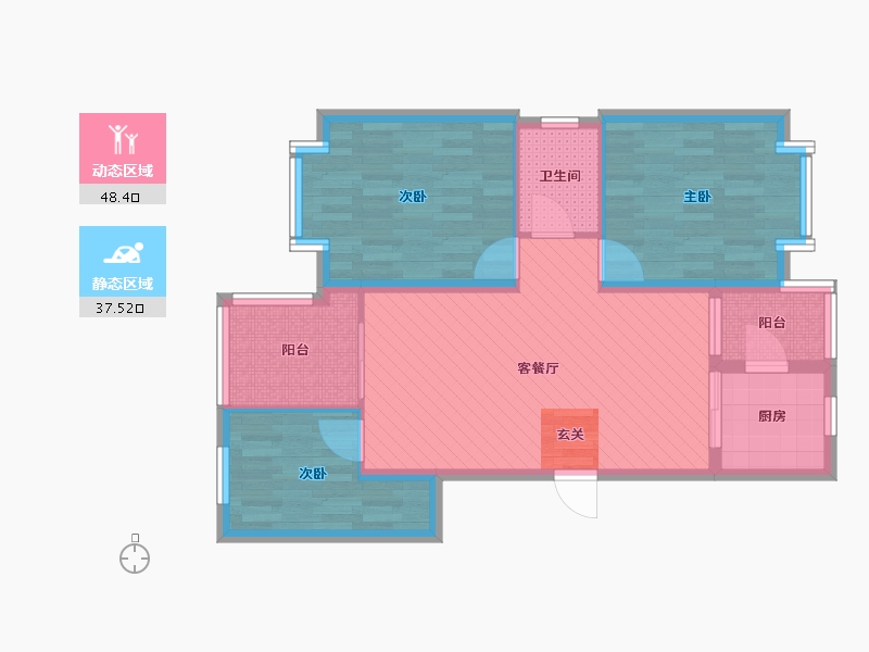 陕西省-汉中市-中青国际社区-75.54-户型库-动静分区