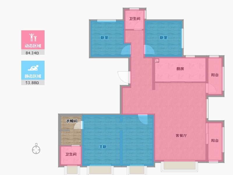 河北省-廊坊市-万科・翡翠华章-128.62-户型库-动静分区